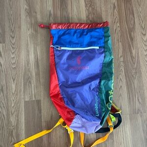 Cotopaxi Colorful Drawstring Bag with Yellow Straps